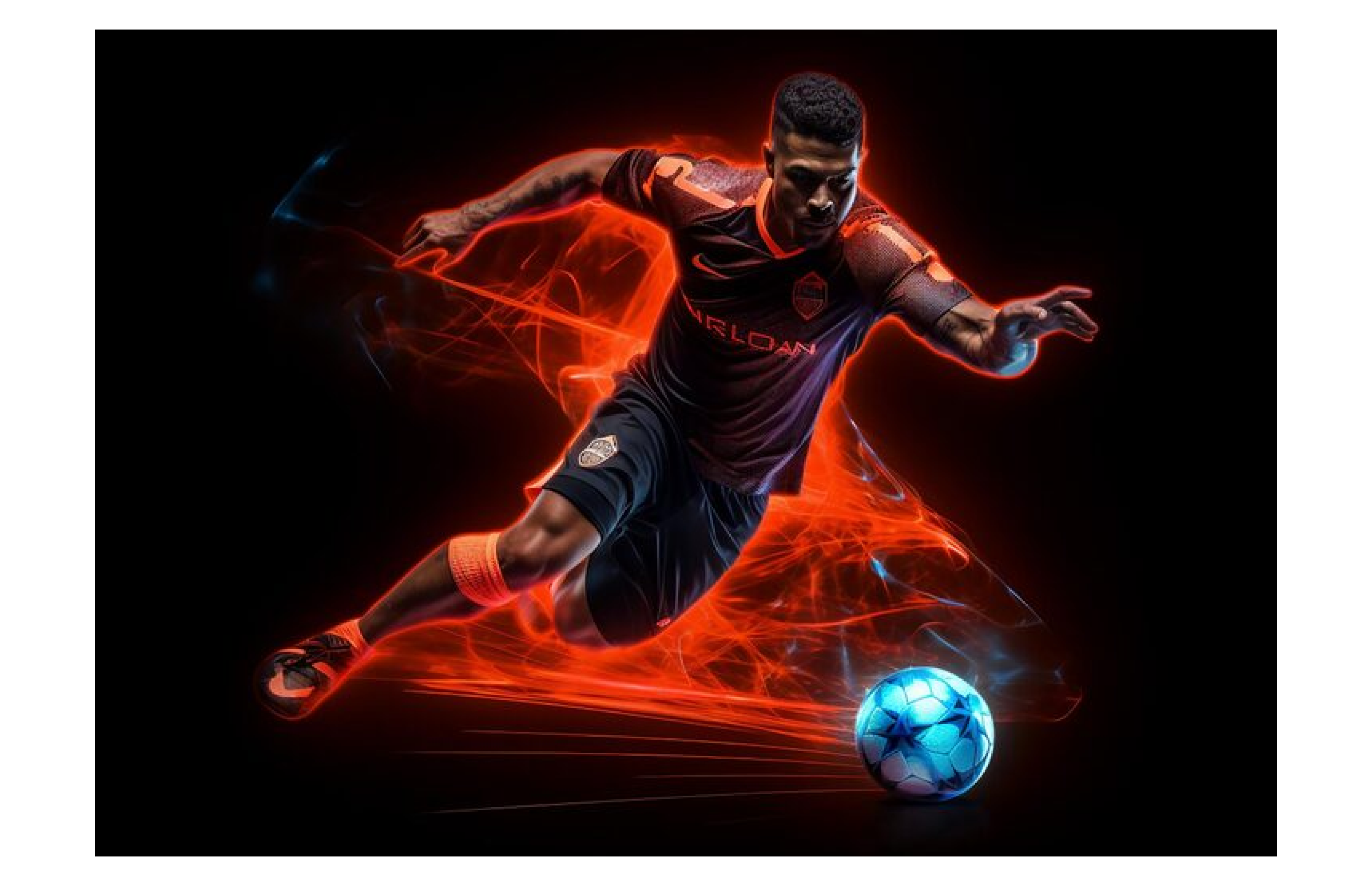 Football player in action with glowing effects